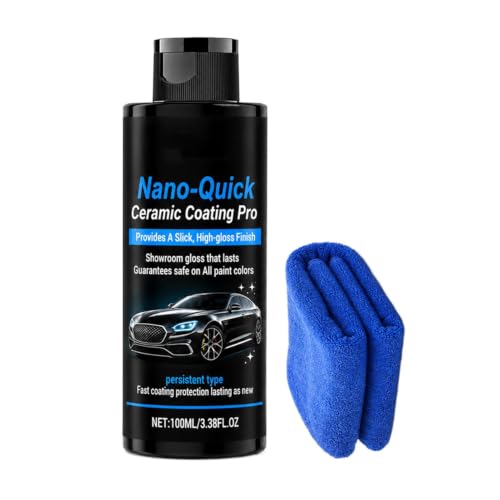 Nano revestimiento cerámico para automóviles, 100 ml, hidrófobo, brillo profundo, Nano Quick Coat para el tratamiento de coches, para camiones, SUV, vehículos, viajes por carretera, viajes diarios