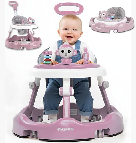 Twinky® Baby Loopstoel Inklapbaar – Babywalker met 3-Delige Speelset, Verstelbaar in 4 Hoogtes, Inclusief Voetenmat – Loopwagen voor Baby’s 6-18 Maanden