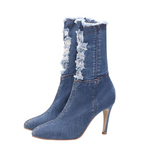 Bottes en denim extensible BESTonZON à talons ultra-fins pour femme