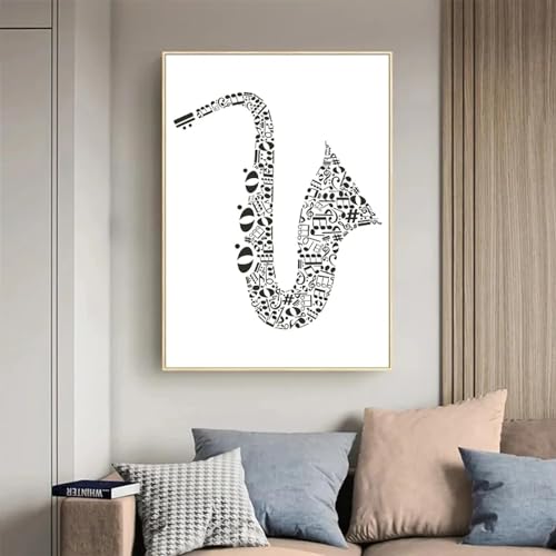 Note de musique décoration triptyque noir et blanc pour musiciens - 5