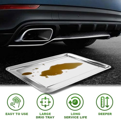 Poweka 3 x Auto-Ölauffangwanne aus Edelstahl 60 x 40 x 2 cm, Flach Edelstahl-Tropfschale, Auffangwanne für Autowerkstätten, Backbleche, Futtertröge für Haustiere