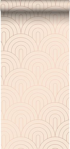 ESTAhome carta da parati art deco rosa pesca