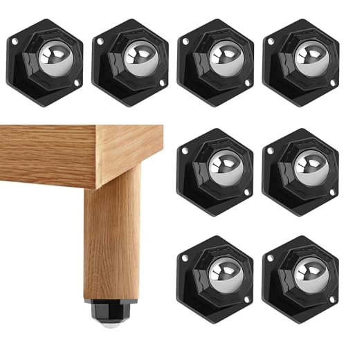 Ruedas para Muebles, 8 Piezas Ruedas para Mover Muebles Pesados, Ruedas para Electrodomesticos Pequeños Rotación de 360°, Ruedas Giratorias Pequeñas Autoadhesivas (Negro)