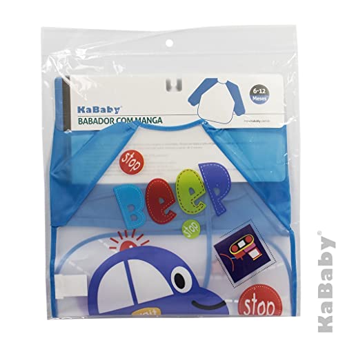 Babador com manga Carro, KaBaby, Azul