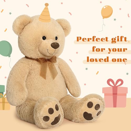Tezituor Big Teddy Bear Stuffed Animal 39inch - Classic Large Teddy Bear - Brown Large Stuffed Bear Plush Toys for Kid Christmas Birthday - Gift for Girlfriend by Tezituor - Used condition - Image 2