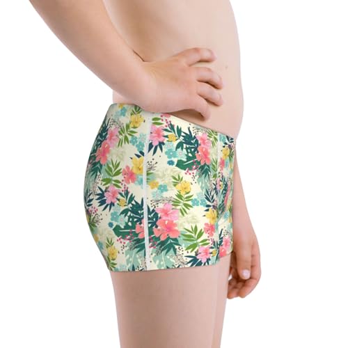 Boys' Cotton Boxer Brief Soft Underwear-Tropical Flowers2