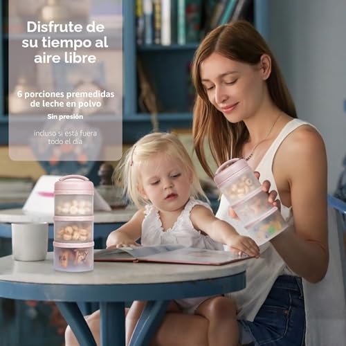 Miniatura 7 de Termichy Apilable Dispensador Leche En Polvo Bebé Y Cereales, 2 Paquetes Rosa Claro