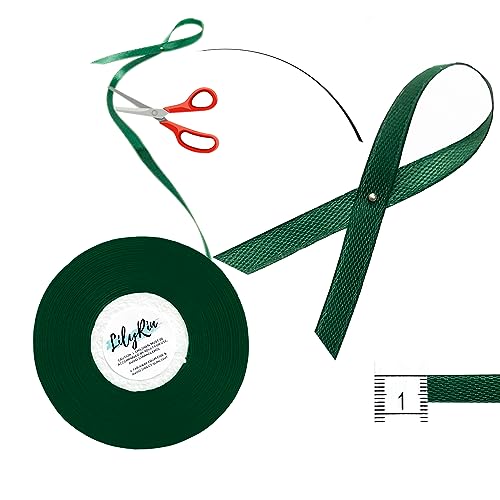 Image of Dark Green Ribbon 1 /4 Inches 36 Yards Satin Roll Perfect for Scrapbooking, Art, Wedding, Wreath, Baby Shower, Packing Birthday, Wrapping Christmas Gifts