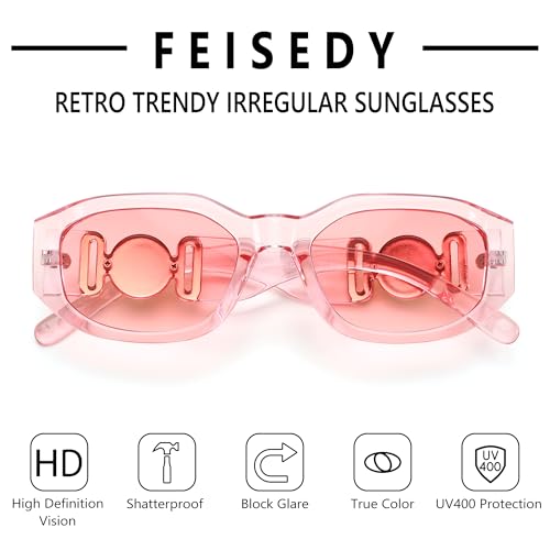 Image of FEISEDY Retro Trendy Rectangle Sunglasses Women Men Narrow Shades B2322 | |Vintage Shades |UV400 Protection |Blocks Glare |Women & Men |Comes With A Storage Case