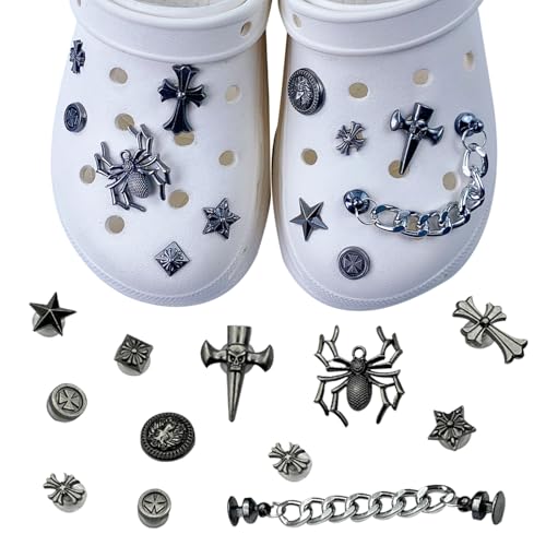 BSITSSS 12 Piezas Decoración Punk, Accesorios Metal Negro para Zapatos, Arañas DIY Decorativas Moda para Adultos