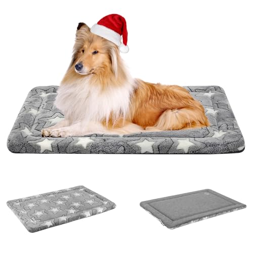 EMPSIGN Cuscino per Cane Taglia Grande, Reversibile Lettino per Cani, Cuscino Tappetino in Schiuma ad Alta Densità, Materassino per Cani Lavabile, 122 * 76 * 2.8cm, Grigio