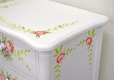 Amazon｜トールペイント風家具：ネコ脚の薔薇の4段チェスト [GL-1508