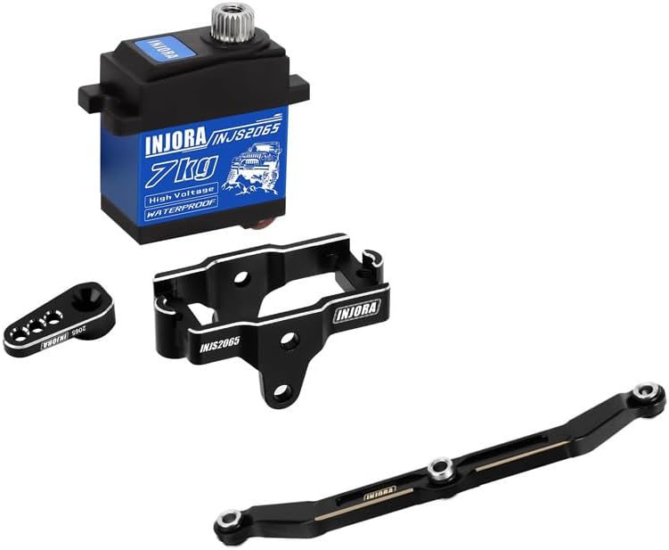 INJORA 7KG INJS2065 Servo with Mount and Servo Horn and Brass Steering Link for TRX4M 1/18 RC Upgrade