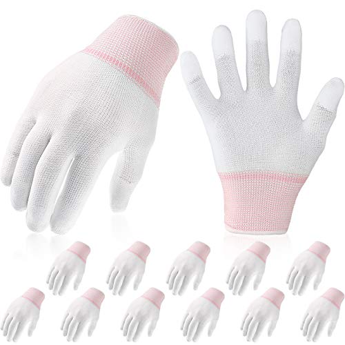 12 Pairs Quilting Grip Gloves Machine Quilting Gloves for Free-Motion Quilting (Pink,Small Size)
