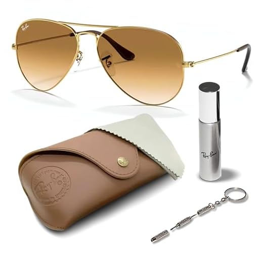 Ray-Ban RB3025 Óculos de sol clássico gradiente em forma de aviador com kit de óculos - almofadas de nariz ajustáveis - Óculos de sol retrô formais e casuais ideais, Ouro (001/51 | 55 mm), 55 mm
