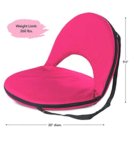 Hot Pink 5-Position Folding Chair With Adjustable Strap For Kids And Adults Comfortable Seat For Ground And Floor 20''L X 9.5''H #TOP2