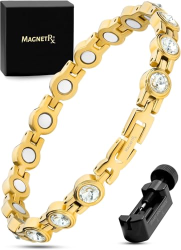 MagnetRX Ultrastarkes Magnetarmband Gold Kristall Damen