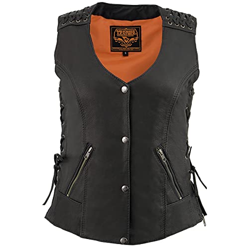 Image of Milwaukee Leather Women's Premium Classic Leather Motorcycle Rider Vest w /Adjustable Side Laces