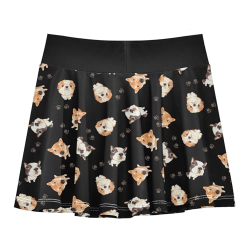 Girls Skorts High Waist Athletic Skirts with Shorts Funny Dog Stretchy Teens Performance Tennis3