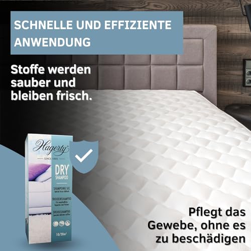 Hagerty Dry Shampoo Teppich Reinigungspulver 500 g I Spezial Trockenshampoo Pulver extra für empfindliche Teppiche Teppichböden Möbelstoffe I Fleckenentferner Teppich und Polsterreiniger Trocken