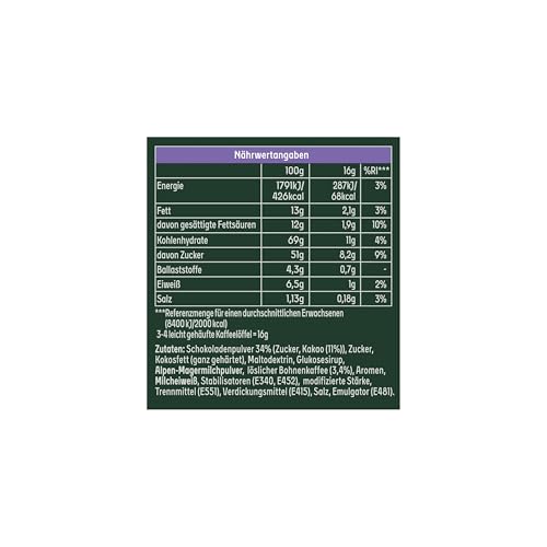 Jacobs Typ Cappuccino Choco Nuss Milka, Getränkepulver mit löslichem Bohnenkaffee, Instant Kaffee, für 25 Getränke, 400 g