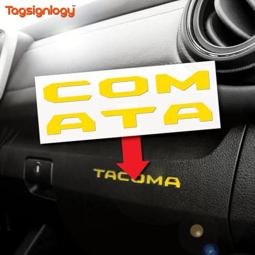 Image of (2 Sets) Prime Series UV Weatherproof Vinyl Decals for Glove Box Dashboard Letter Inserts Compatible fits Tacoma 2016-2023 (Gloss Yellow)