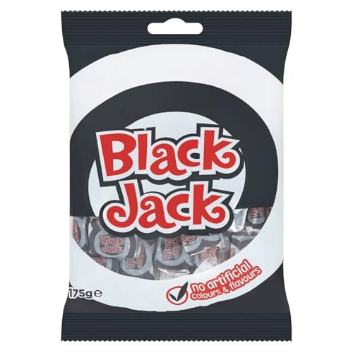 Black Jack Chews 175g Pillow Pack Individually Wrapped Retro Aniseed Sweets Classic British Chewy Sweets Old School Pick n Mix Treats for Sharing & Gifts