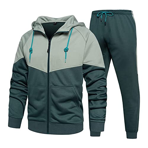 ZYNCUE Conjunto de chándal para hombre con cremallera completa, chaqueta con capucha y bolsillos, multicolor, S ~ 2XL Cover