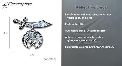 Image of Elektroplate Shriner Masonic Silver Reflective Car Decal 3.6 inch | Premium Weatherproof Automotive Grade Metallic Sticker for Water Bottle, Laptop & More; Made in the USA
