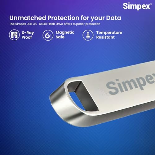Image of Simpex (128GB V3.0) Metal Body 128GB Storage 3.0V Dual Drive Flash Drive, USB-A &Pen Drive, X-Ray & Temperature Resistant, Use with Smartphones, Tablets, Macs & USB-A Computers