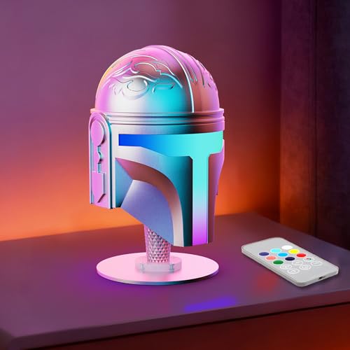 Wars Helmet Night Light, Hand-Polished Metal Material Decor, Color Changing Cute Mood Light, Rechargeable Desk Collection, Collectible Gift Idea. - Image 3