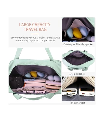 Image of HAKKU Rolling Duffle Bag with Wheels, Expandable Foldable Duffle Bags with Wheels and Handle for Travel, Rolling Luggage Bag Carry on Duffel Bag, Wheeled Travel Duffle Bag (2 Layer with Wheel, Green)