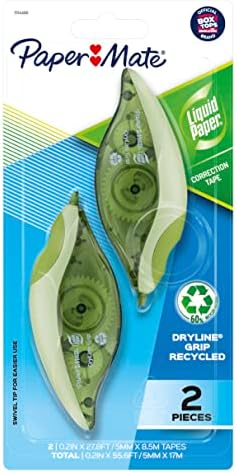 Paper Mate Liquid Paper DryLine Grip Correction Tape, Recycled, 2 Count