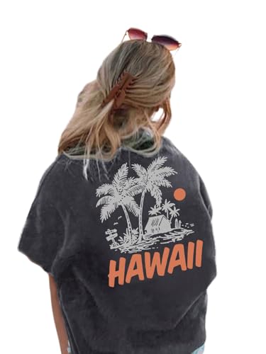 Image of SOLY HUX Girl's Graphic Tees Short Sleeve Hawaiian T Shirt Summer Casual Vacation Tops