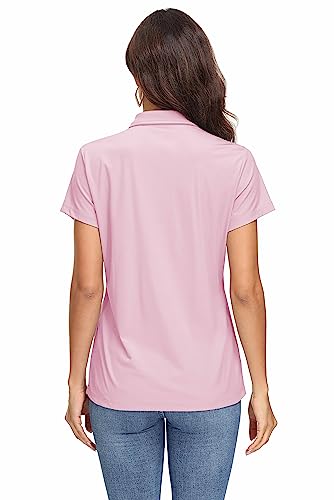 MAGCOMSEN Women's Polo Shirts UPF 50+ Sun Protection 4 Buttons Casual Work Quick Dry Short Sleeve Collared Golf Shirt4
