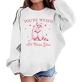 Sudadera con Capucha de Manga Larga Estampada Moderna para niñas diseño Casual sin Cabeza Cuello Redondo Tejido y cómodo Actividades diarias (White, 9-10 Years)