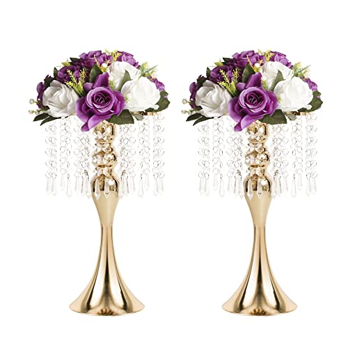 Wedding Centerpieces for Tables, 12.99in Metal Gold Vases for Centerpieces,