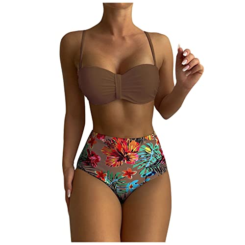 Talons De Compétition De Bikini Bikini 3XL Bikini Haut Coloré Bikini Rouge Corset 2022 Femme Baby Blue Top Bikini Girl Bikini Frilly Pink Push Up Bikini Top Léopard Bikini À (Coffee, M)