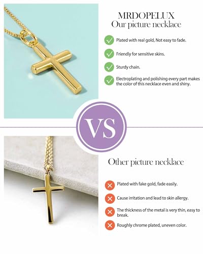 Gold Cross Necklace for Women, 14K Real Gold Plated Cross Pendant Necklaces Dainty Hypoallergenic Cross Necklace Simple Gold Pendant for Women Trendy Everyday Jewelry3