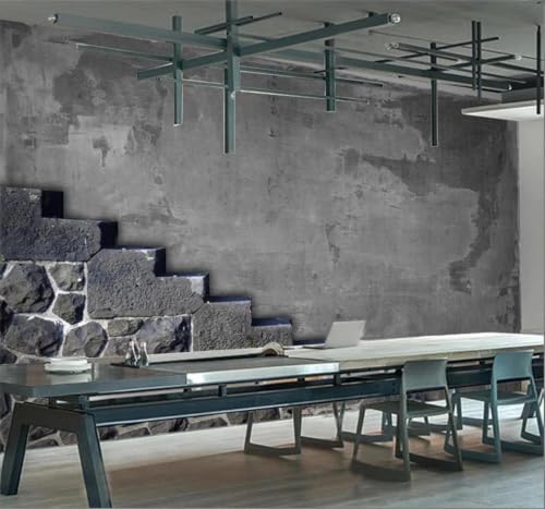 XLMING Rétro Gris Mur En Béton Mur En Pierre Style Industriel 3D Papier Peint Luxe Décoration Manger Adulte Intérieure Salon Canapé Chambre Fond TV Mur-150cm×105cm – vue 4