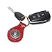 Handmade Vintage Leather Keychain with Ornate Metal Clasp - Round Teardrop Genuine Cowhide Key Ring for Car Keys, Bags (Red)