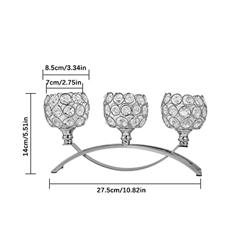 VINCIGANT 3 Arms Silver Candle Holders, Arch Crystal Tealight Candelabras for Centerpieces, Wedding, Fireplace, Dining Table, Anniversary, Christmas Decorations - Cosy Home Interiors VINCIGANT 3 Arms Silver Candle Holders, Arch Crystal Tealight Candelabras for Centerpieces, Wedding, Fireplace, Dining Table, Anniversary, Christmas Decorations - Image 9