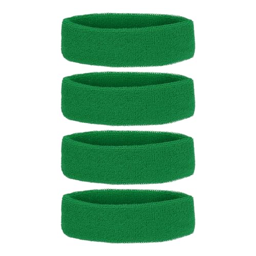 PATIKIL Diademas para el Sudor, 4 Piezas de Banda de Sudor de Tela de Rizo para Mujeres Hombres Deportes Baloncesto Tenis Gimnasio Atlético, Verde