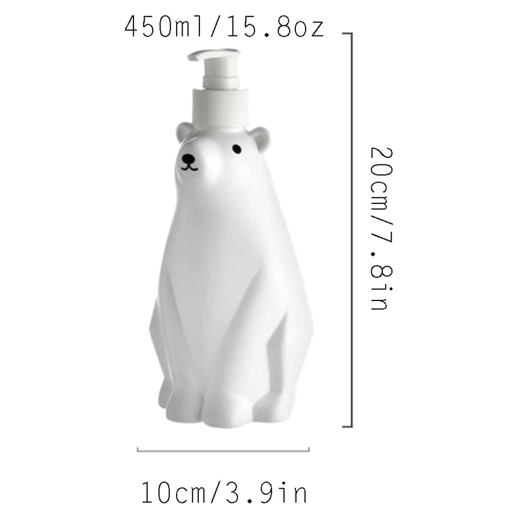 Distributeur de Savon Manuel Mignon et Simple Ours Polaire Lotion Distribuer Pompe antirouille sous Pression Pompe à Savon 450 ML / 15,8 oz
