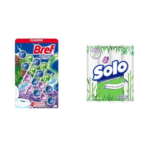 Bref Power Active Çam ve Lavanta Kokulu 4'lü Klozet Bloğu 4 x 50 g, Çam & Lavanta 4 x1 + SOLO 16'lı x1