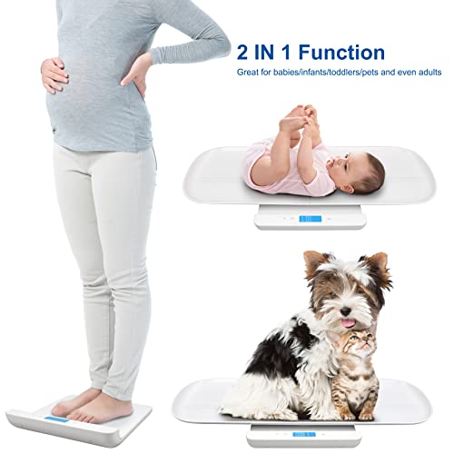 Leogreen Baby Scale, Multi-Function Digital Scale With Hold Function, 2 In 1 Toddler And Pet Scale, Blue Backlight, Height Track With Measuring Tape (Max: 59Inch) And Weight (220Lbs) #TOP1