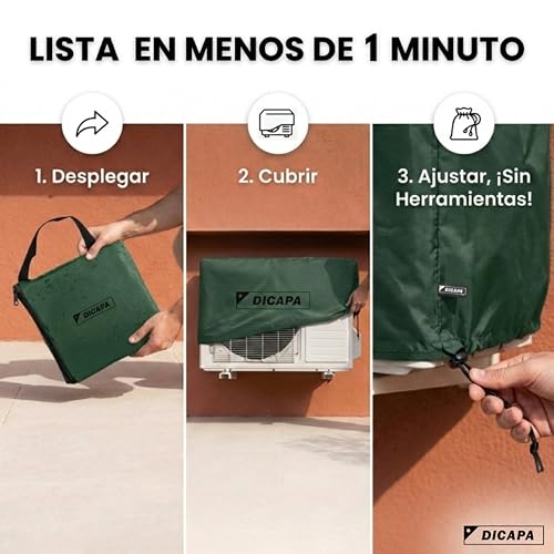 Miniatura 3 de Dicapa Funda Aire Acondicionado Exterior De 90 X 55 X 30 Cm. Cubre Aire Acondicionado Exterior Impermeable Y Resistente Verde