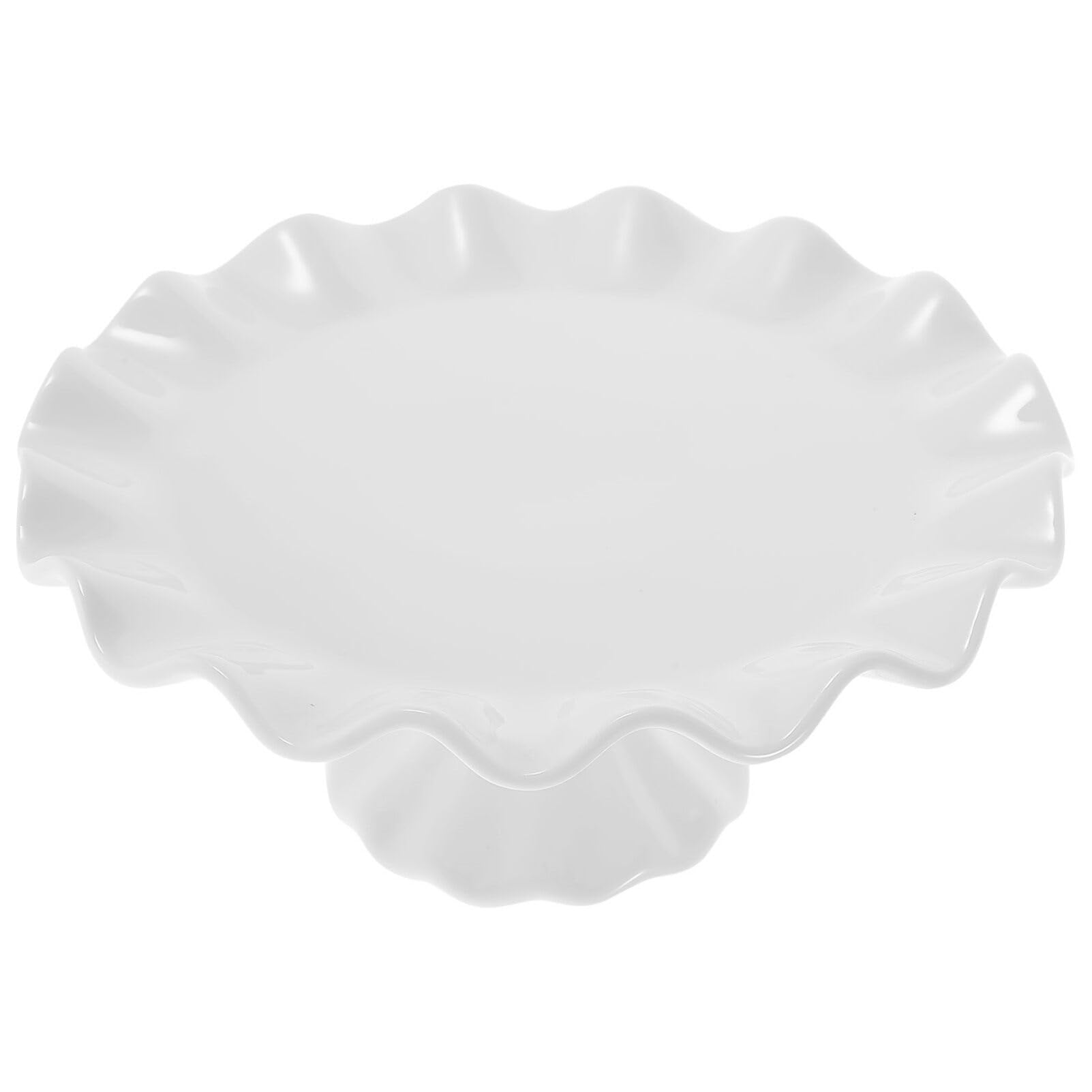 Ciieeo Alzata Per Torta in Ceramica Bianca 7.48 Pollici Supporto Decorativo Per Dolci Con Design a Onde Multifunzionale Per Frutta Dessert Snack Uso Casa E Feste