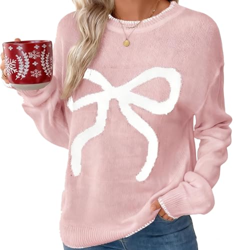 Womens Fuzzy Sweaters for Christmas Graphic Plush Sweater Warm Winter Fluffy Pullover Tops Trendy Xmas Fleece Jumper