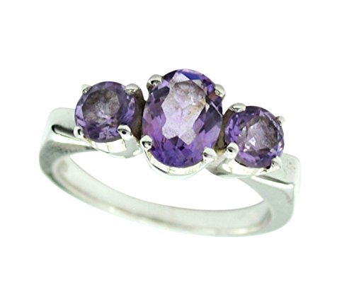 Bague en argent sterling véritable et améthyste violette éclatante taillée avec précision